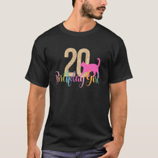 Camiseta Gata de Aniversário de 20 Anos Festa Arco-íris Gat