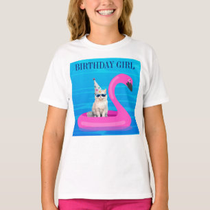 Camiseta Gata de Aniversário em Jogo de Boia
