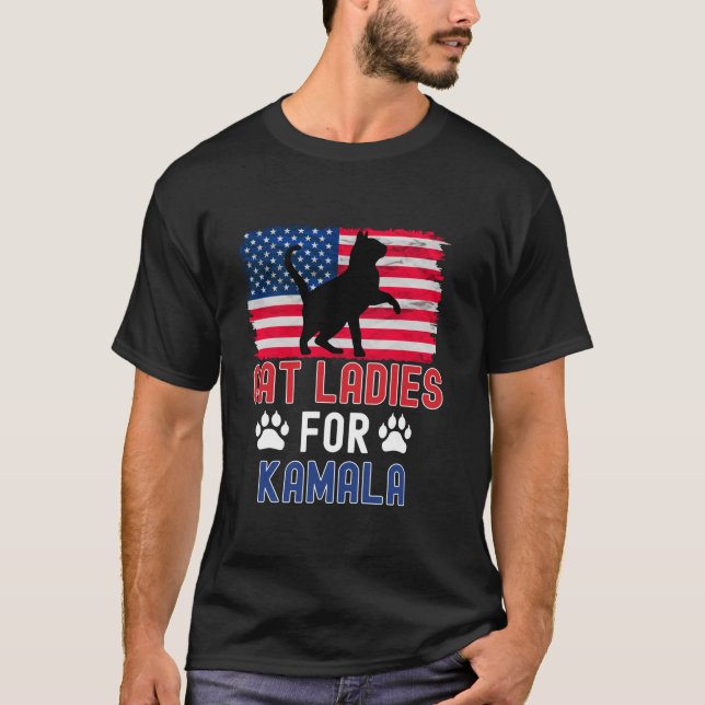 Camiseta Gata De Gato Para Kamala Cat Silhouette American F (Frente)
