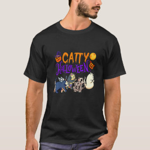Camiseta Gata de Halloween Maliciosa Roupas de Gata Fantasm