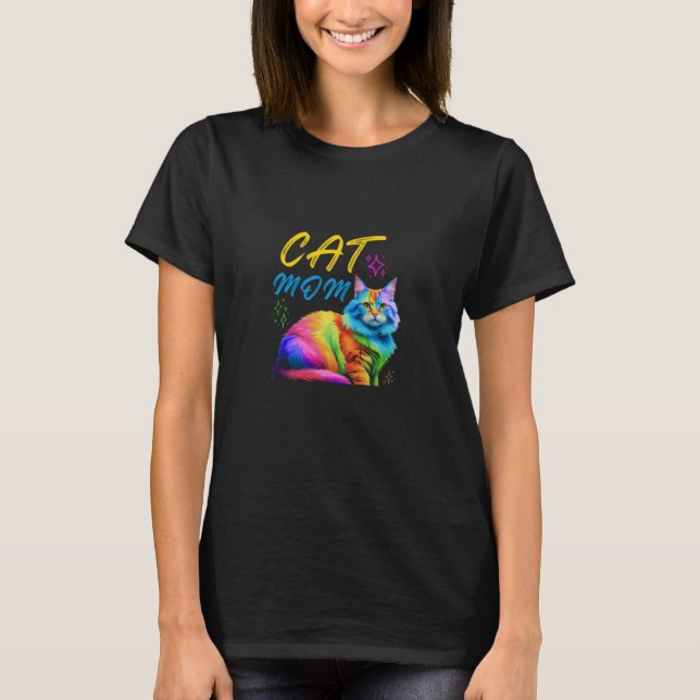 Camiseta gata engraçada Rainbow Tabby kitby gatinho gatinho (Frente)