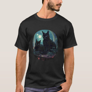Camiseta Gata Espiritual Witchy Preta Gótica