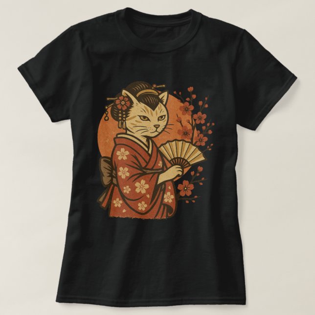 Camiseta Gata Geisha (Frente do Design)