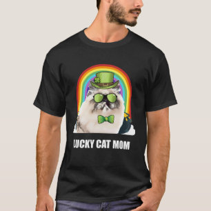 Camiseta Gata Himalaia Sortuda Mãe Dia de São Patrício