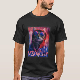 Camiseta Gata Hippie Meowica Design Grafite 4 de Julho Gata