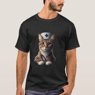 Camiseta Gata Listrada Enfermeira Cuidados Meowicais
