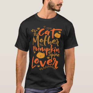 Camiseta Gata Mãe Tempero de Abóbora Mãe Garotas Gatos Cae
