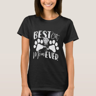 Camiseta Gata Mamãe MELHOR MÃE DE GATO ROSAS Jardim Humor R