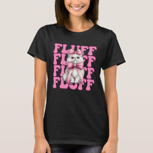 Camiseta Gata Persa Fofa Garota Mãe de Gato Laço Cor-de-Ros