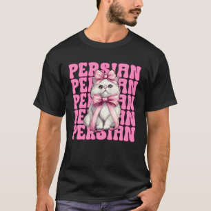 Camiseta Gata Persa Garota Mãe de Gato Rosa Coquette Laço 1