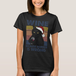 Camiseta Gata Preta do Papai Noel Bebendo Porque Assassinat