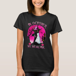 Camiseta Gata Preta Em Outubro Nós Usamos Rosa Dia das Bru