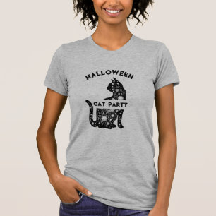 Camiseta gata preta fofa de festa de halloween T-Shirt
