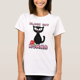 Camiseta GATA PRETA MÃE Gato de Desenho Animado Sorridente