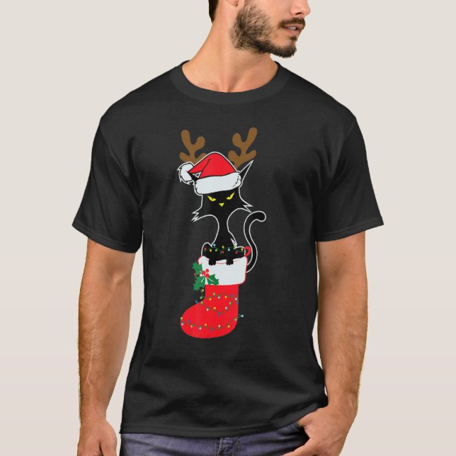 Camiseta Gata Preta na Sapata de Natal (Frente)