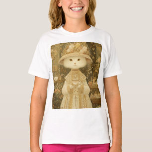 Camiseta Gata Senhora Snow – Gata Vitoriana com Xícara de C