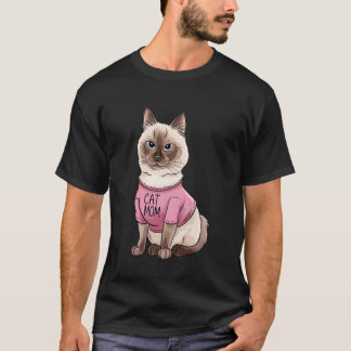 Camiseta Gata siamesa fofa mãe amante da pata