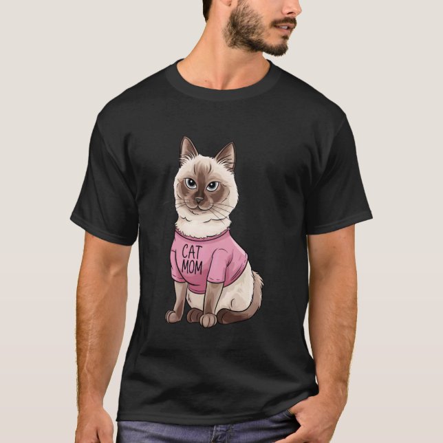 Camiseta Gata siamesa fofa mãe amante da pata (Frente)