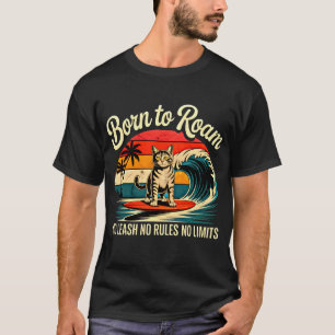 Camiseta Gata Surfista de Verão - Aventura Retro Nascida pa