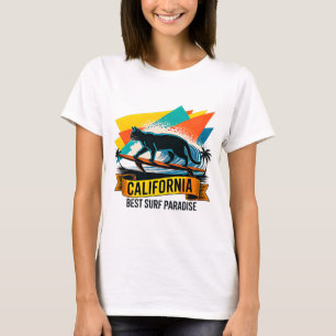 Camiseta Gata Surfista de Verão - Vibrações Radicais de Pra