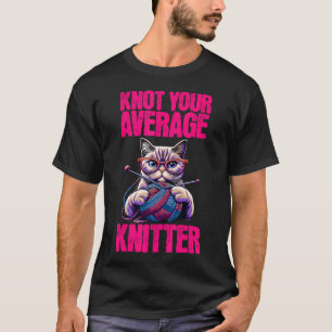 Camiseta Gata Tecelã Não Média Tecelã Nicho de Tricô Arte F