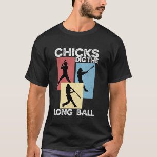 Camiseta Gatas Adoram a Bola Longa Retro Funny Beisebol Reb