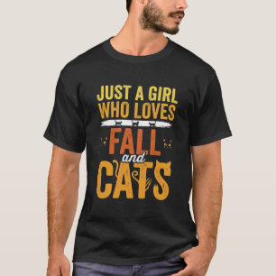 Camiseta Gatas de Outono Design de Halloween para Meninas q