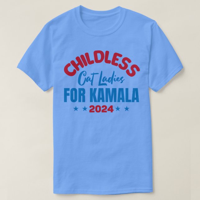 Camiseta gatas sem filhos para Kamala harris (Frente do Design)