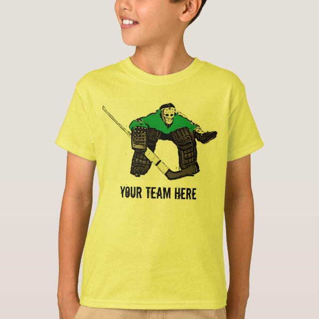 Camiseta Gateiro de hóquei verde personalizável (Frente)