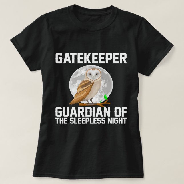 Camiseta Gatekeeper Guardian da Coruja Noturna Sleepless (Frente do Design)
