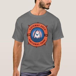 Camiseta Gateway Arch National Park Retro Compass Emblem