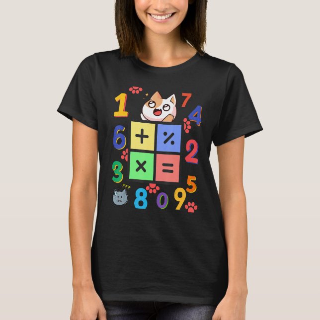 Camiseta Gatinha da Matemática Eu Amo Matemática E Gatos Ma (Frente)