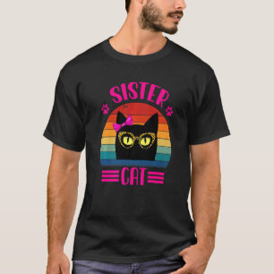 Camiseta Gatinha Irmã Fofa Com Óculos de Leopardo Retro