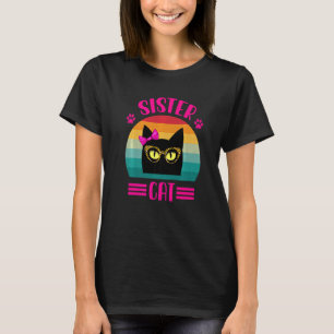 Camiseta Gatinha Irmã Fofa Com Óculos Leopardo Retro