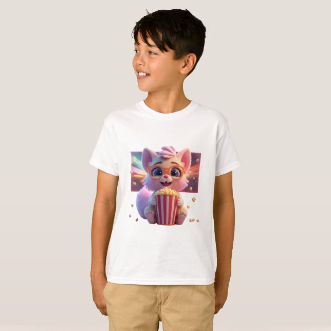 Camiseta Gatinha Pipoca Fofa (Frente Completa)