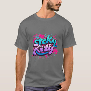 Camiseta Gatinho adesivo: Design T-Shirt do Logotipo Cursiv
