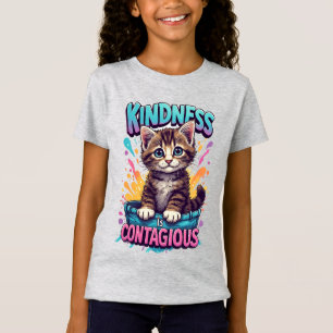 Camiseta Gatinho Adorável Com Salpicos de Aquarela Brilhant