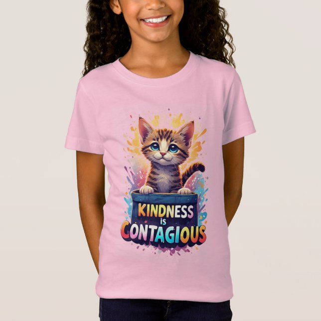Camiseta Gatinho Adorável Com Salpicos de Aquarela Brilhant (Frente)