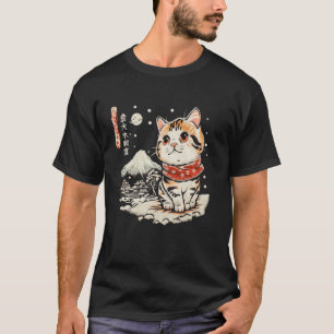 Camiseta Gatinho Amante da Montanha de Inverno Arte Japones