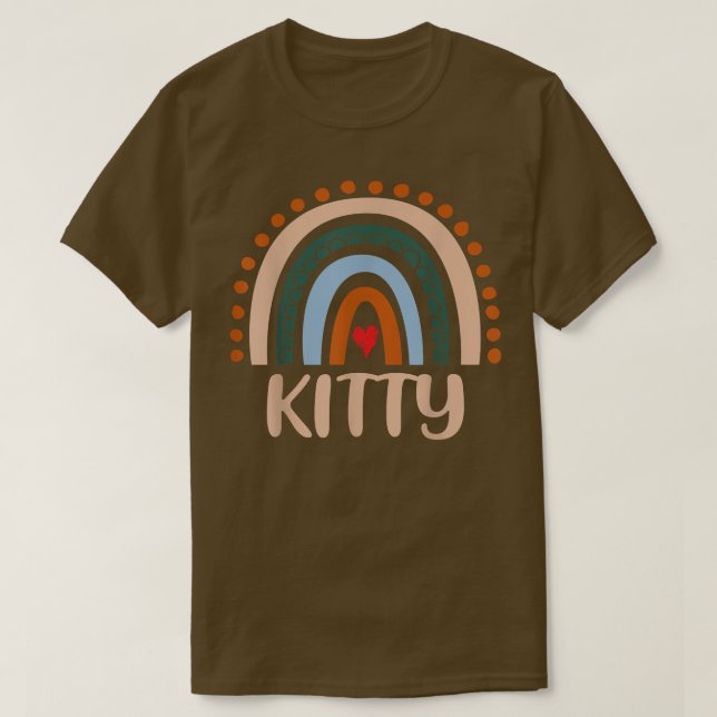 Camiseta Gatinho Arco-Íris Vovó Dia de as mães Bonito Gatin (Frente do Design)