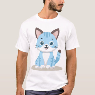 Camiseta Gatinho Azul Estimulado Adorável