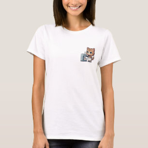 Camiseta Gatinho Barista Adorável Vestindo Gravata Borbolet