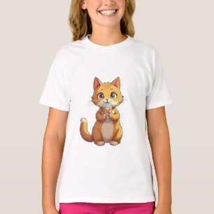 Camiseta Gatinho Bebendo Café