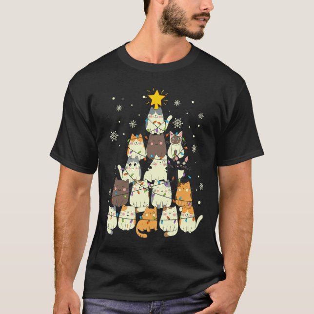 Camiseta Gatinho Bonito Árvore de Natal Catmas Merry Xmas C (Frente)