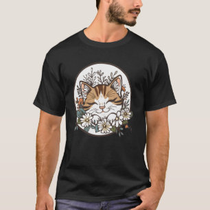 Camiseta Gatinho Bonito Com Flores I Gato