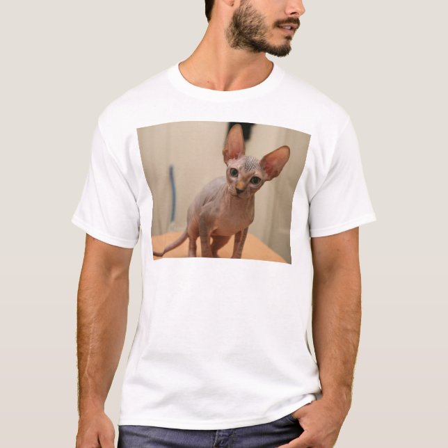 Camiseta Gatinho bonito do sphynx "eu sou furless, é você? (Frente)