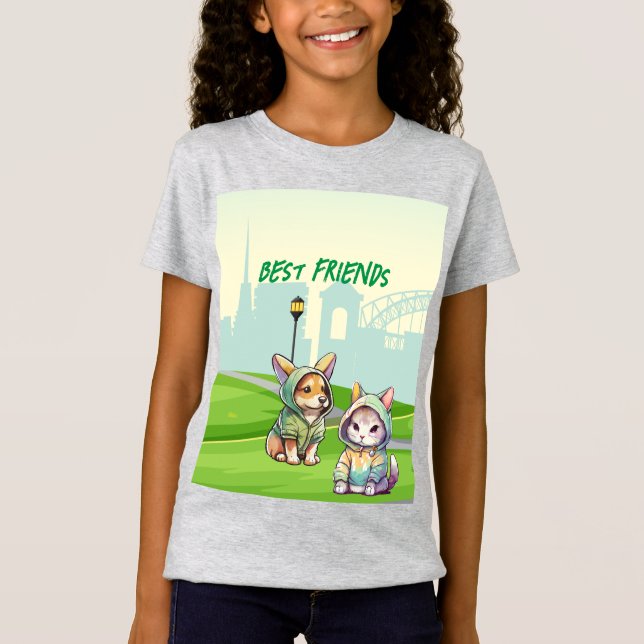 Camiseta Gatinho Bonito e Melhor Amigo (Frente)