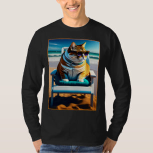 Camiseta Gatinho Bonito Na Praia Gato