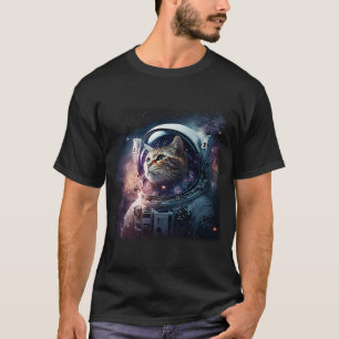 Camiseta Gatinho Bonito No Gato Do Espaço Profundo