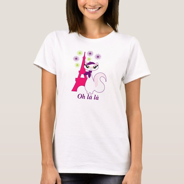 Camiseta Gatinho bonito Paris (Frente)